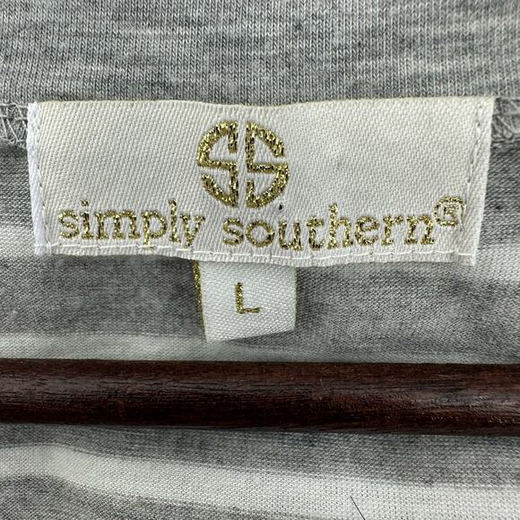 Simply Southern Sequin Pineapple T-Shirt Gray Stripe Large Cozy Everday Bling - Picture 4 of 7